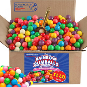 A Great Surprise bulk rainbow gumballs in a vending machine showing vibrant colors