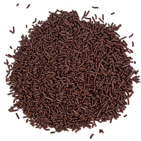 A Great Surprise sprinkles on ice cream topping close-up showing rich chocolate detail.