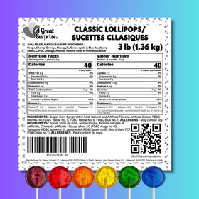 A Great Surprise Classic Lollipops allergen information helps safer distribution.