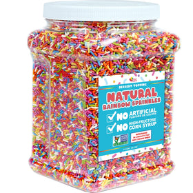 A Great Surprise dye-free sprinkles on ice cream offering vibrant scoops.