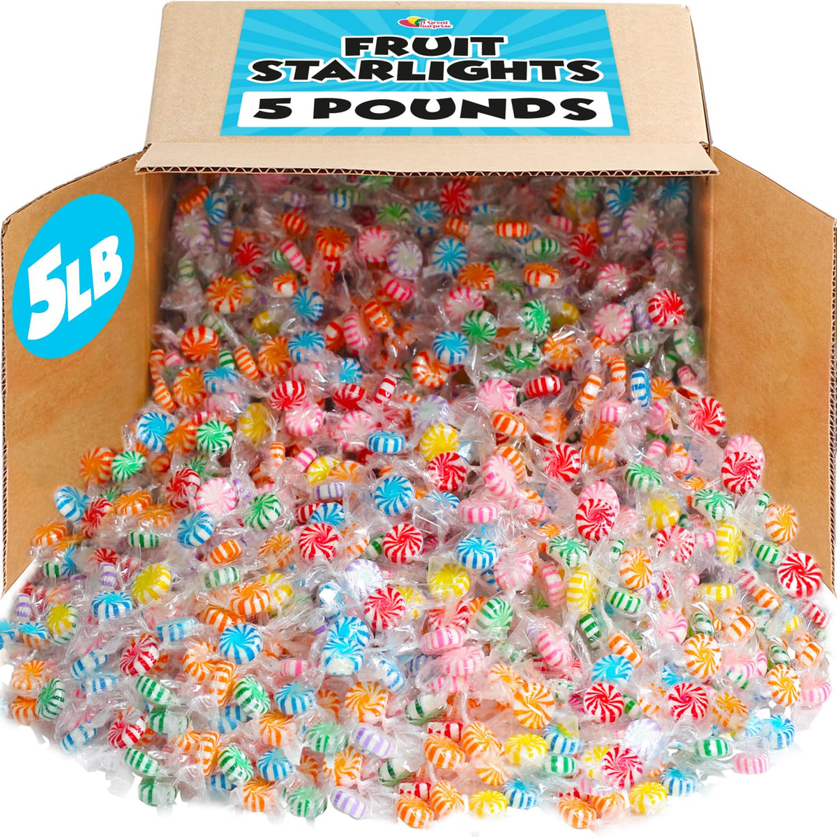 A Great Surprise fruit flavored Starlights candies in assorted flavors for bulk display