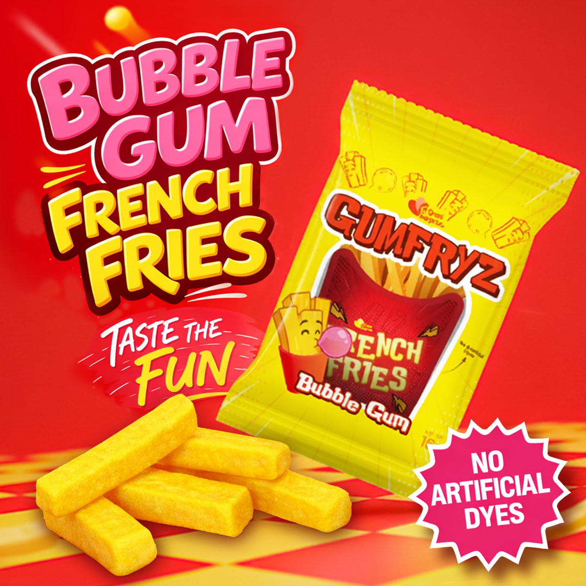 A Great Surprise fry shaped novelty gum with bold fry design