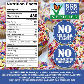 A Great Surprise gluten friendly sprinkles label and allergen note