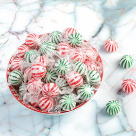 A Great Surprise Jumbo Mint Balls texture close-up highlights candy surface and minty sheen
