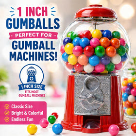 Naturally colored A Great Surprise gumballs displayed in a jar for breakrooms