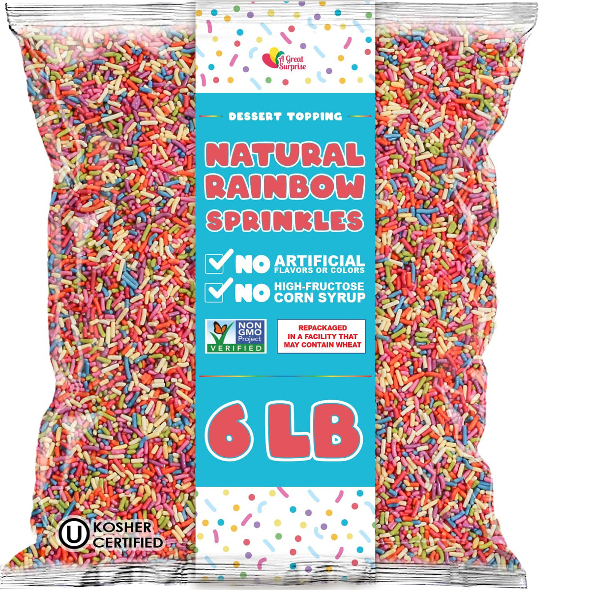 A Great Surprise bulk sprinkles packaging view for versatile kitchen use