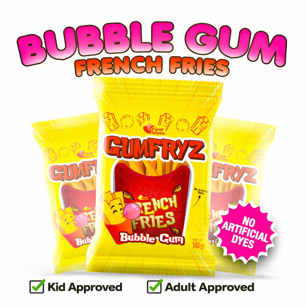 A Great Surprise party candy table display with fry shaped gum