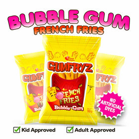 A Great Surprise party candy table display with fry shaped gum