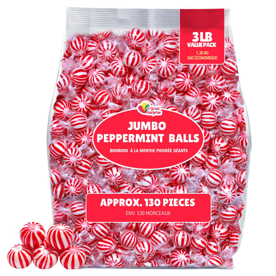 A Great Surprise peppermint candy balls bulk on display for events