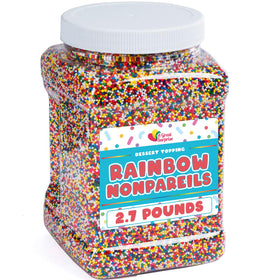 A Great Surprise rainbow nonpareils sprinkles in bulk bag for versatile dessert topping