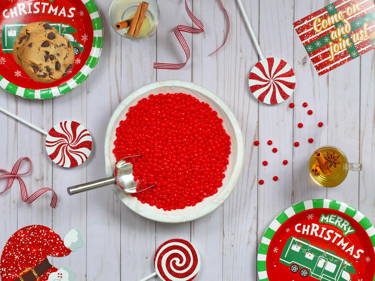 A Great Surprise Red Cinnamon Imperials on a festive presentation