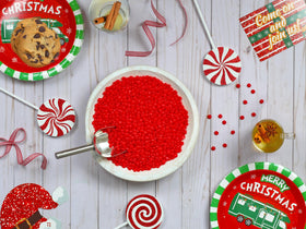 A Great Surprise Red Cinnamon Imperials on a festive presentation