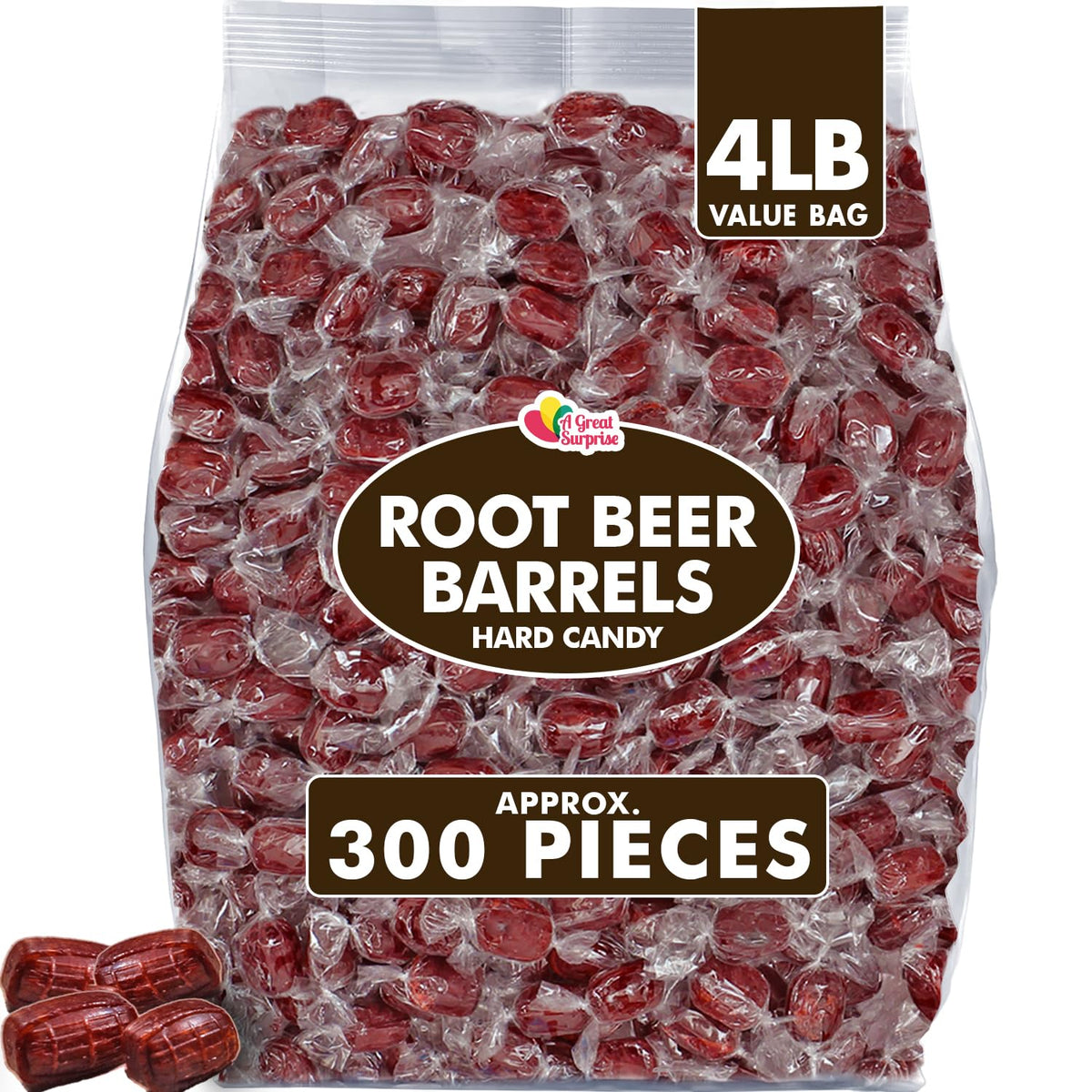 A Great Surprise Root Beer Barrels bulk bag for party bowls and gatherings.