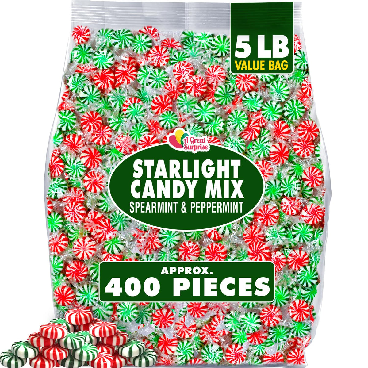 A Great Surprise Starlight Mints bulk bag in 5 lb, great for offices.