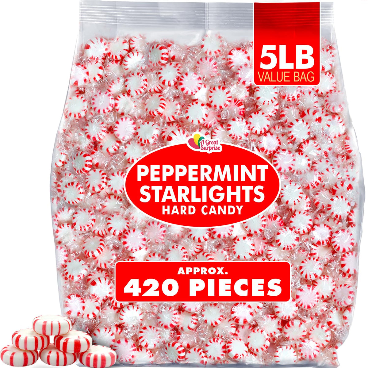 A Great Surprise Starlight Peppermint Candy bulk bag with red-and-white mints for gatherings.