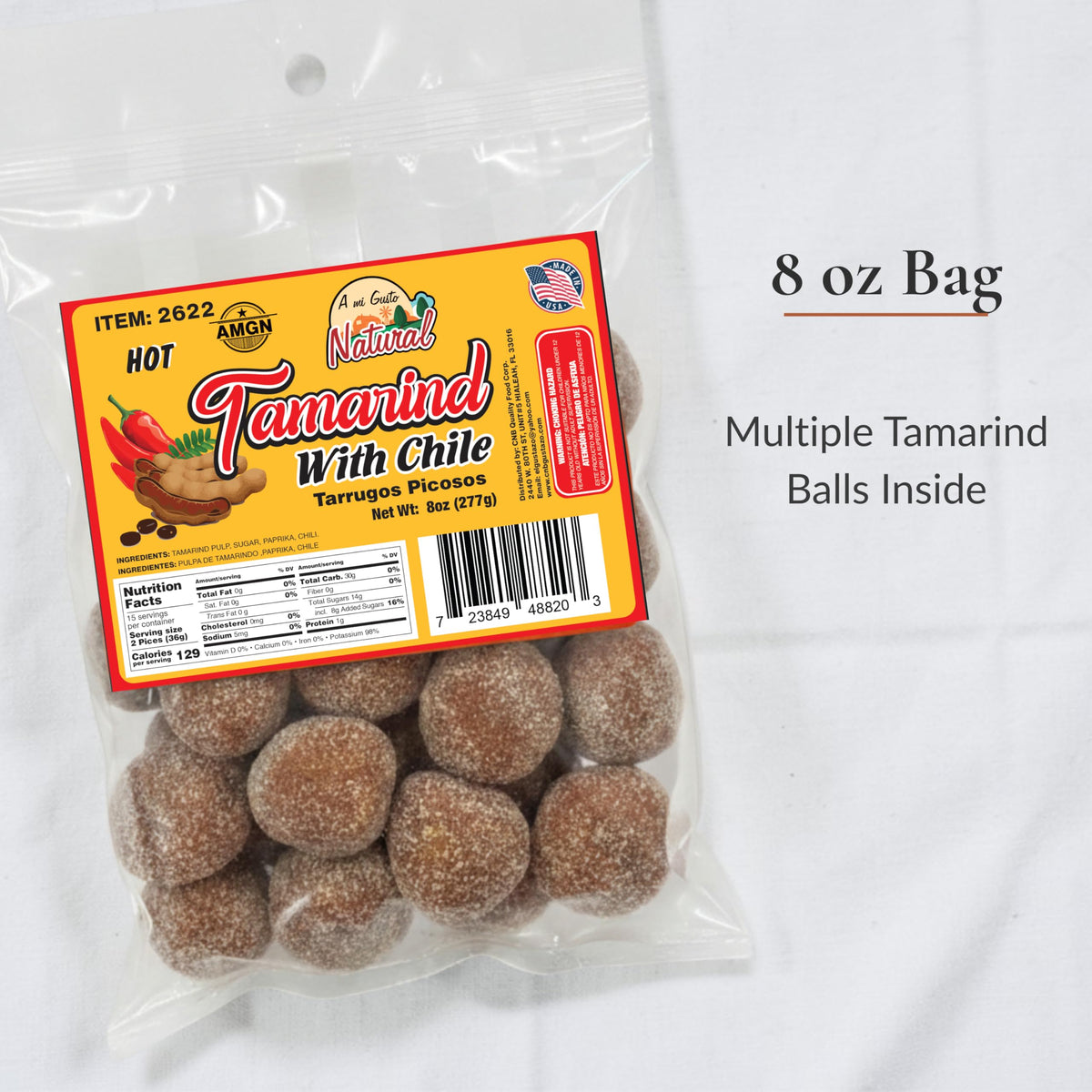 A Mi Gusto Natural front label shows simple ingredients and traditional recipe.