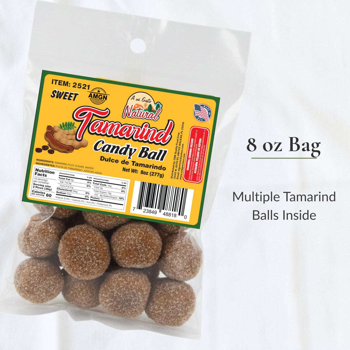 Ingredients label shows A Mi Gusto Natural's simple, traditional tamarind recipe.