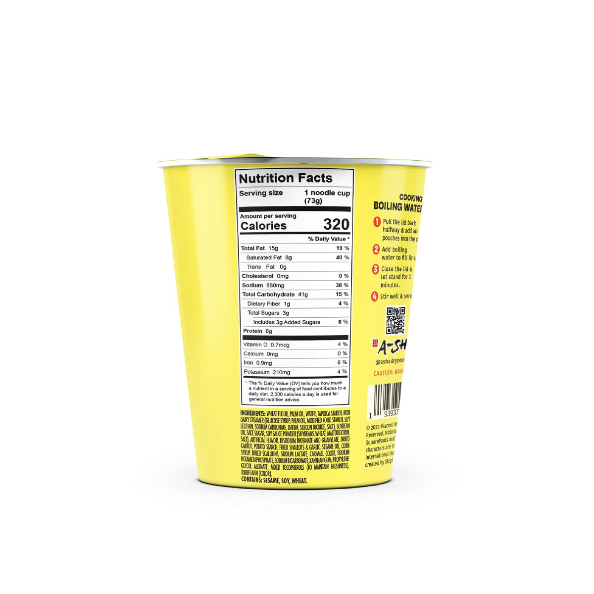A-Sha Good Noodles packaging with serving suggestions invites adding protein and veggies.
