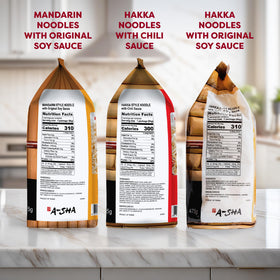 A-SHA Hakka Original noodles pack ideal for stir-fries with colorful veggies.