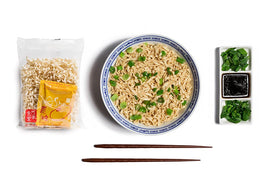 A-SHA noodles boiling to show quick four-minute cooking.