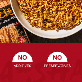 A-SHA drained noodles with sauce packet ready for pairing.