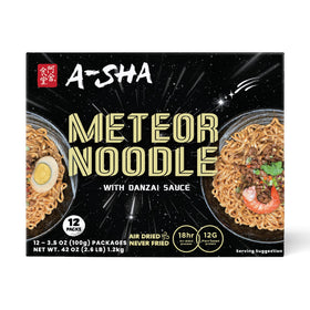 A-Sha Meteor Noodle with Danzai Sauce pack shown for a quick meal inspiration.