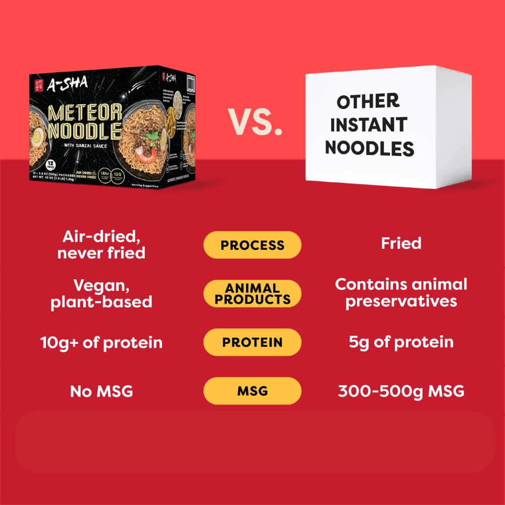 A-Sha Meteor Noodle vegan ingredients highlighted for plant-based meals.
