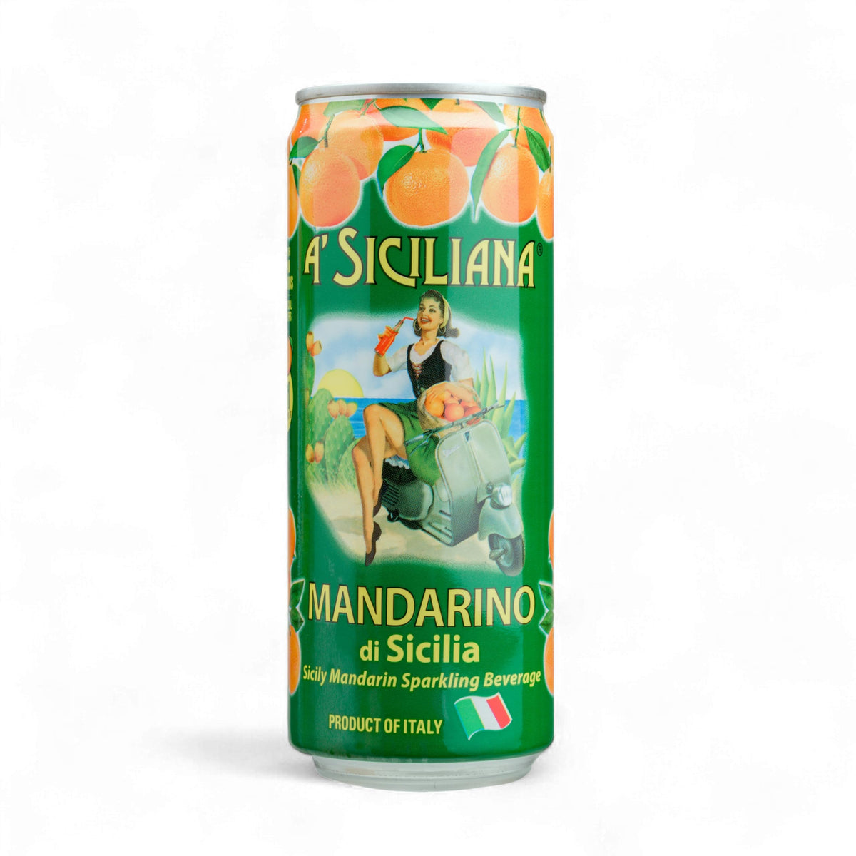 A' Siciliana Mandarino sparkling bottle portrait shows elegant packaging with Mediterranean charm.