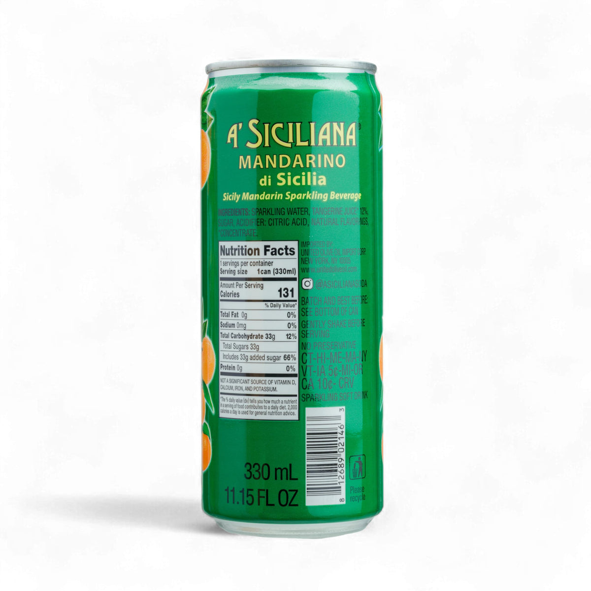 A' Siciliana Mandarino sparkling glass serve depicts a refreshing Sicilian citrus moment.