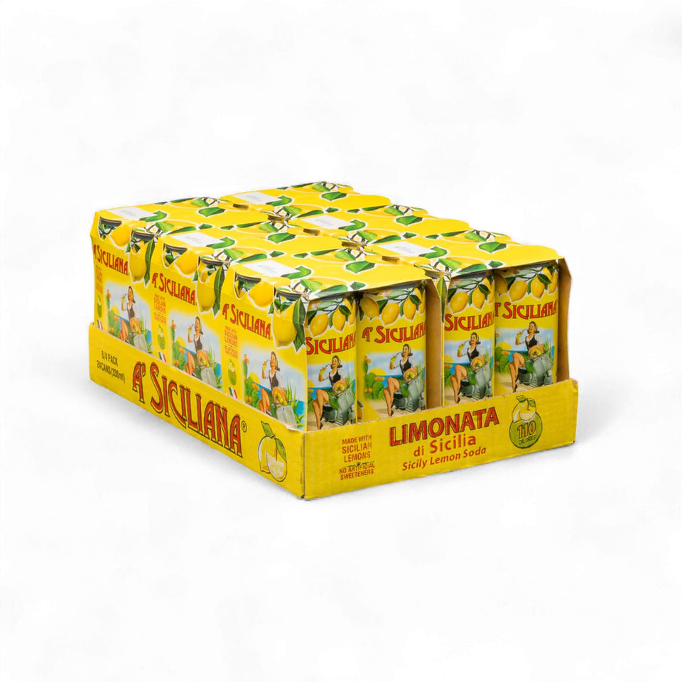 A' Siciliana Limonata can showcasing crisp Sicilian lemon flavor for refreshing moments
