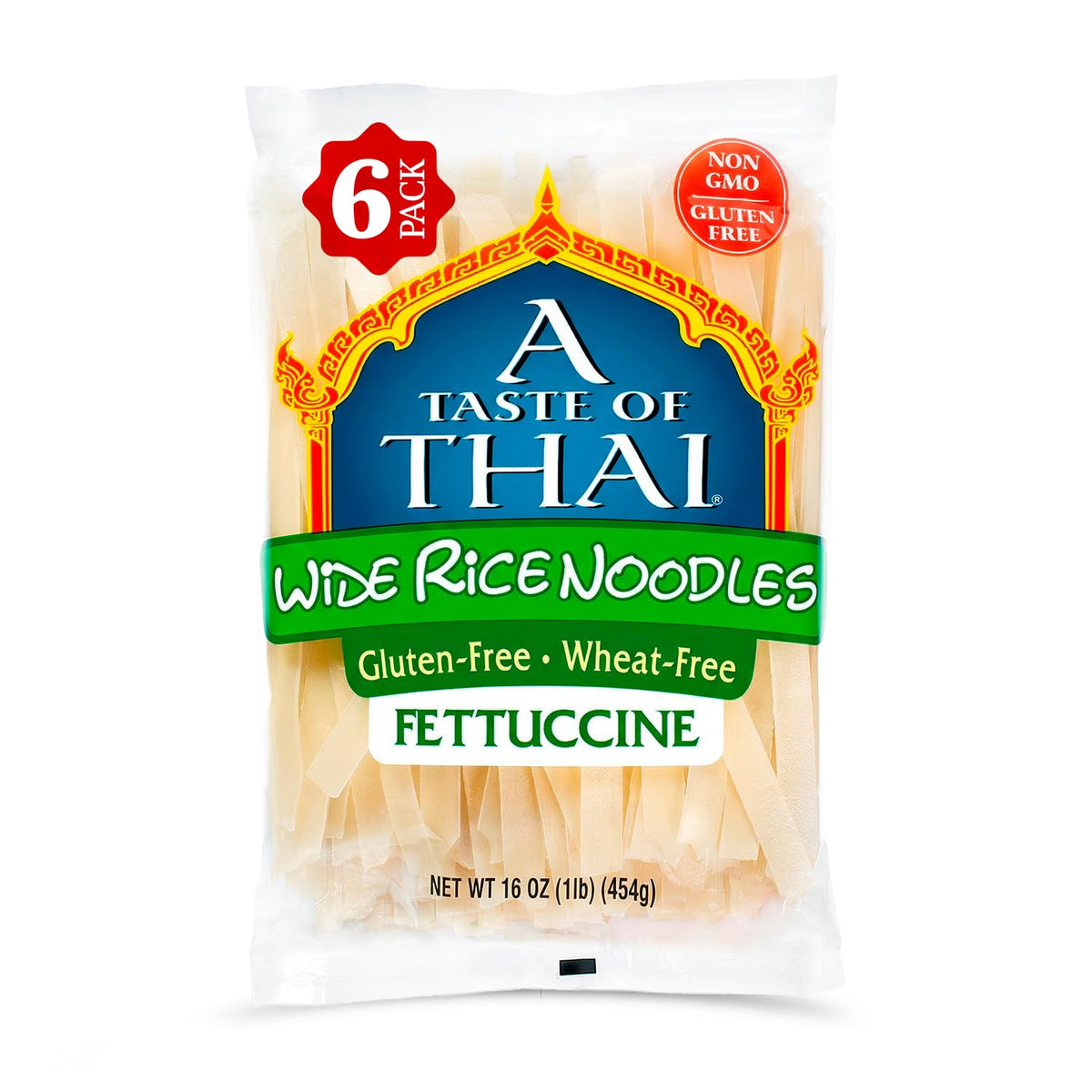 A Taste of Thai fettuccine rice noodles with straight-cut ribbons ideal for curries