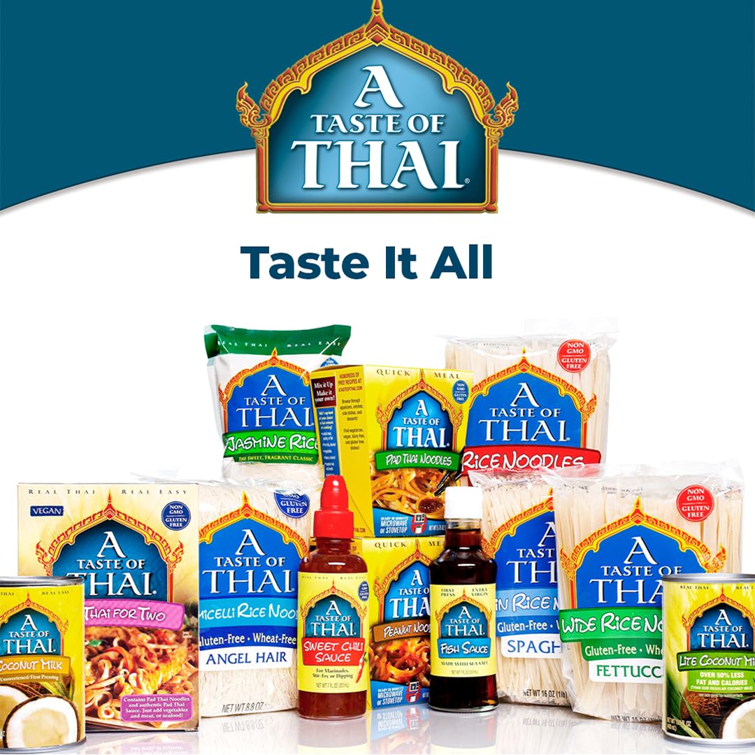 A Taste of Thai Pad Thai rice noodles dish-ready image, versatile for soups and noodle bowls.