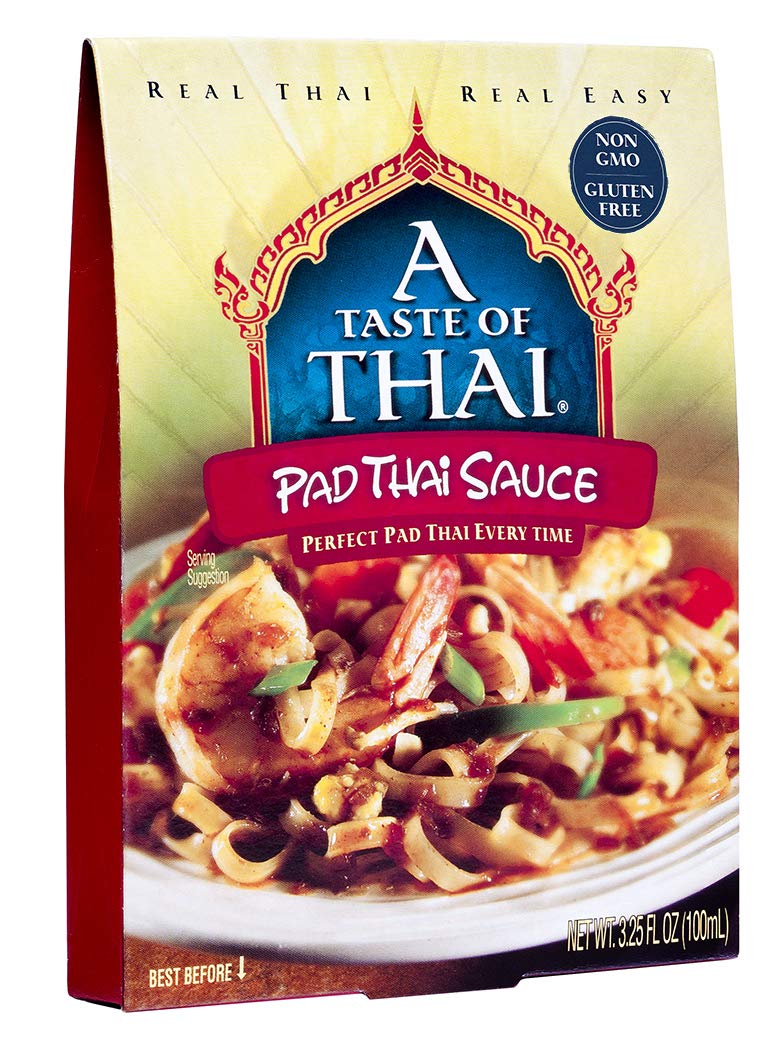 A Taste of Thai Pad Thai Sauce bottle ready to flavor weeknight stir-fries.