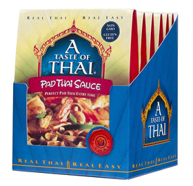 A Taste of Thai Pad Thai Sauce over a sizzling Pad Thai dish.
