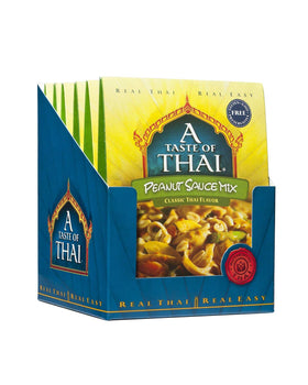 A Taste of Thai peanut sauce packets back view highlighting simple prep and quality ingredients.