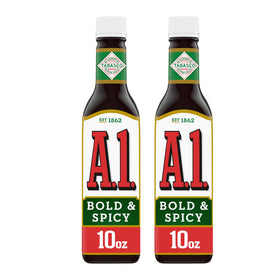 A1 Bold & Spicy Sauce with Tabasco 10 oz bottle adds bold flavor at the table