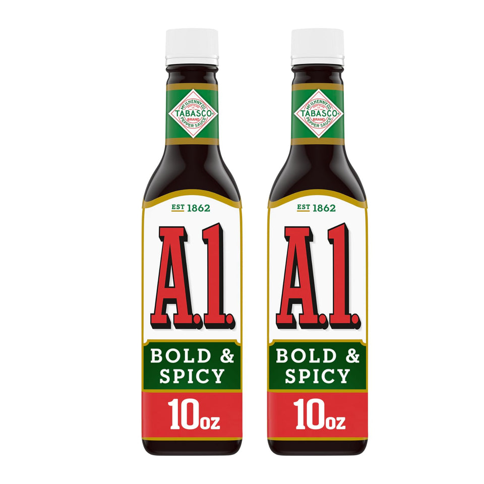 A1 Bold & Spicy Sauce with Tabasco 10 oz bottle adds bold flavor at the table