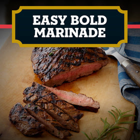 A.1. Steakhouse New York Marinade being poured for quick beef marination.
