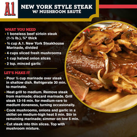 A.1. Steakhouse New York Marinade on a raw steak ready for marination.
