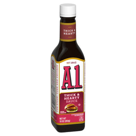 A.1 Thick & Hearty bottle back reveals label details and pour-friendly design.