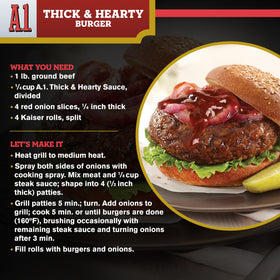 A.1 sauce in a dipping bowl emphasizes versatile use with beef.