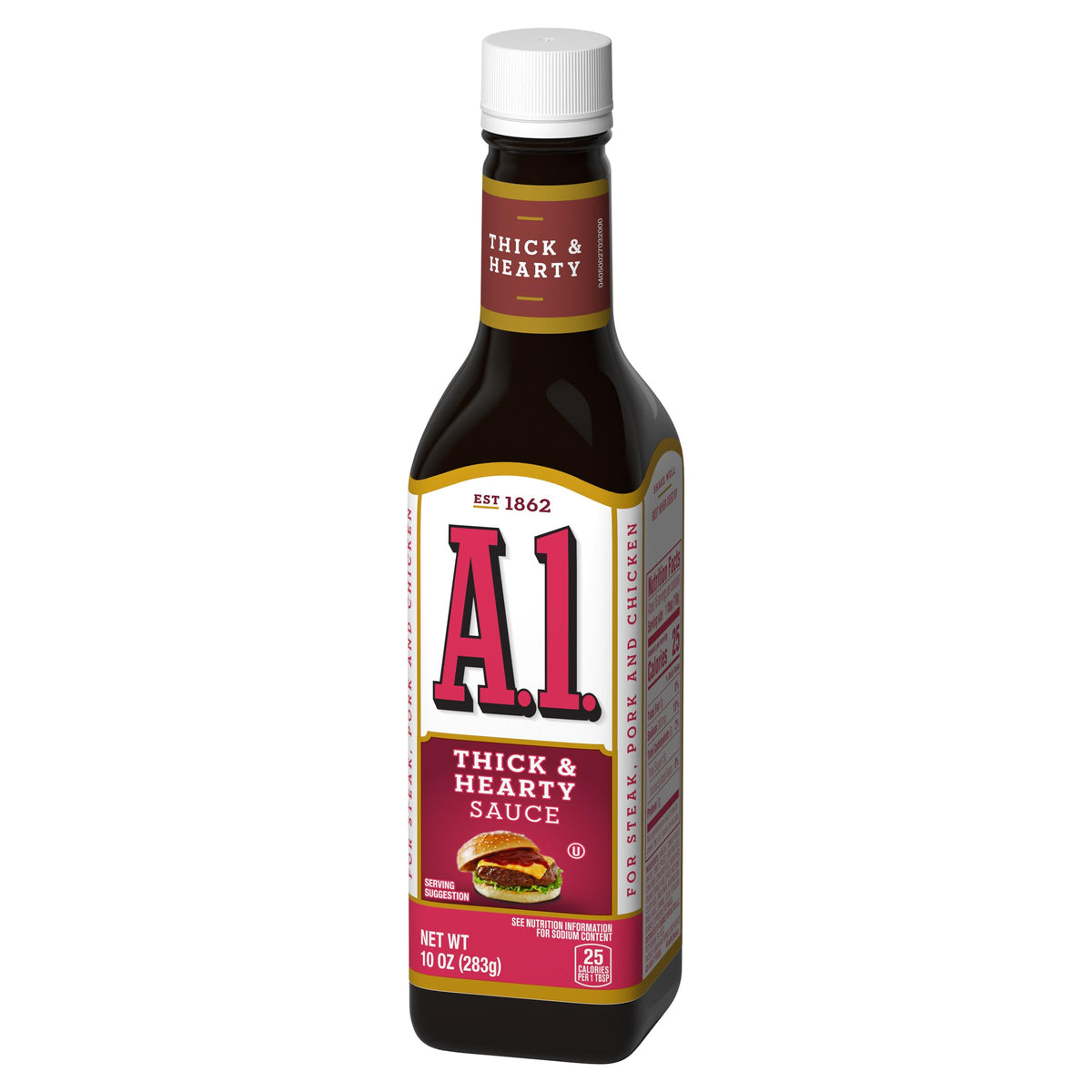 A.1 Thick & Hearty label closeup highlights tomato base and hearty texture.