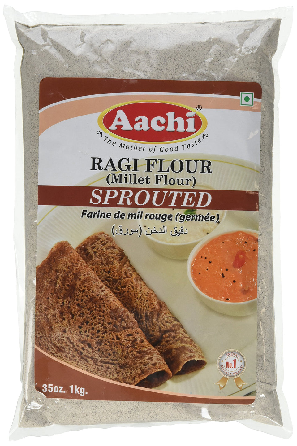 Aachi Ragi Flour Sprouted powder ideal for dosa and idli, with rich texture.