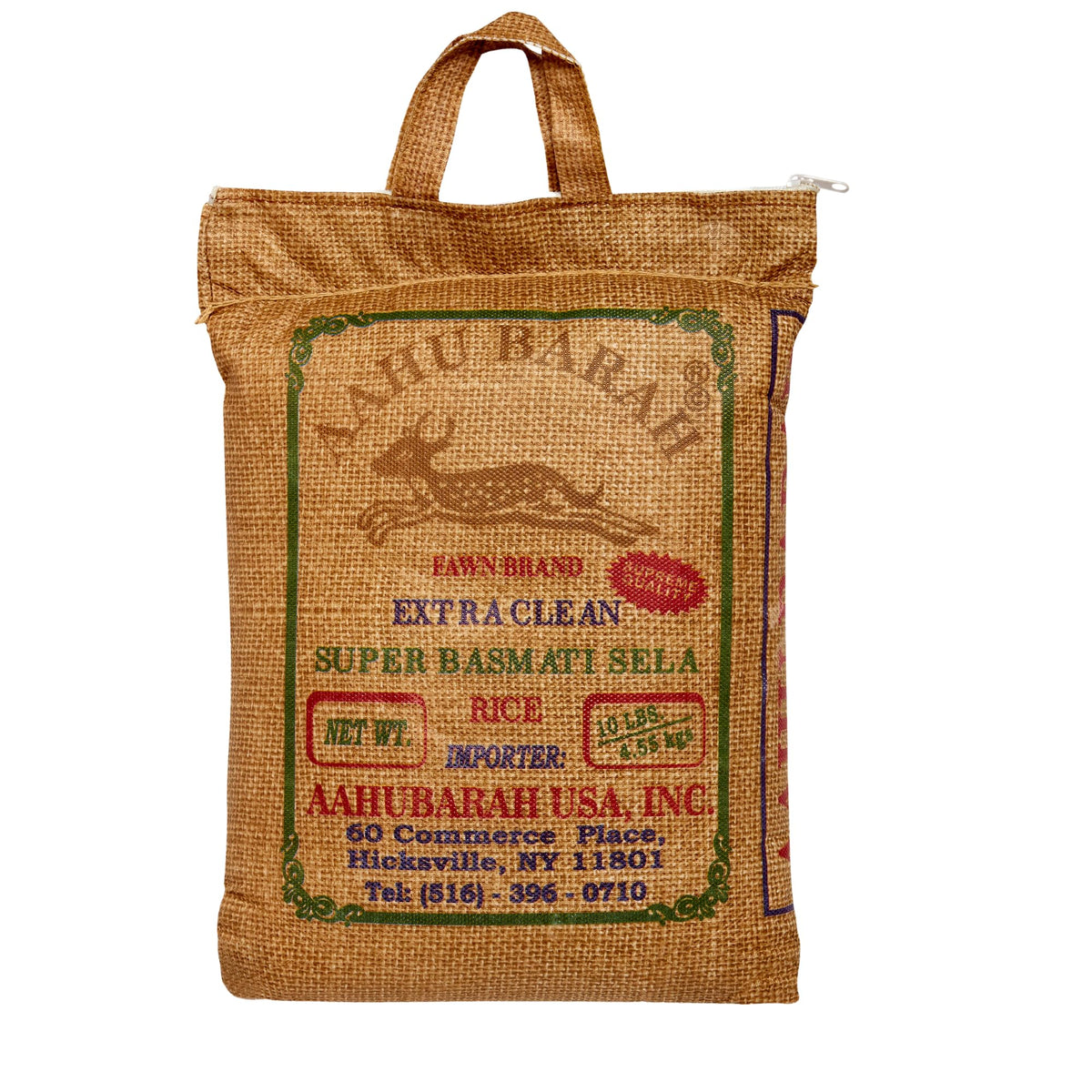 Aahu Barah Basmati Sela rice bag showing 10lb pack for premium meals.