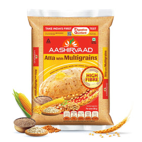 Aashirvaad Atta with Multi Grains bag-front view for versatile everyday baking.