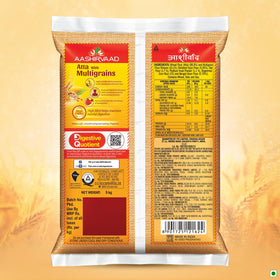 Aashirvaad Atta with Multi Grains home-baking setup showing wholesome meals.