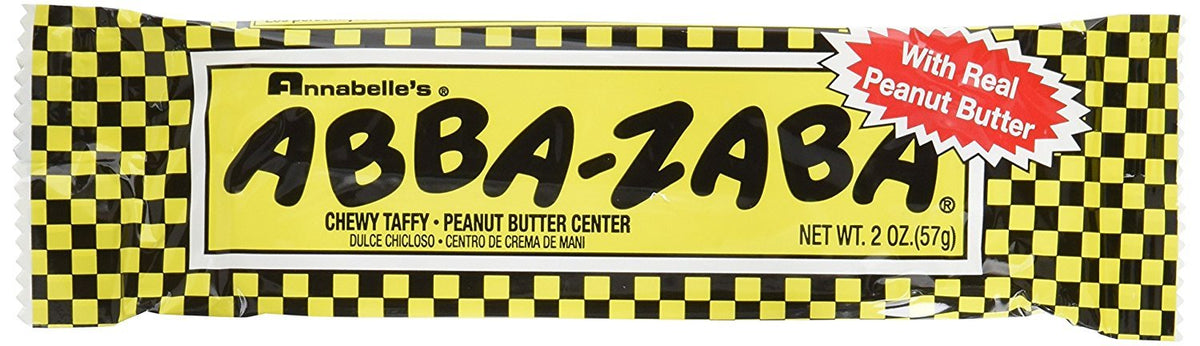 Abba Zabba bars 12-pack packaging display for party snacking