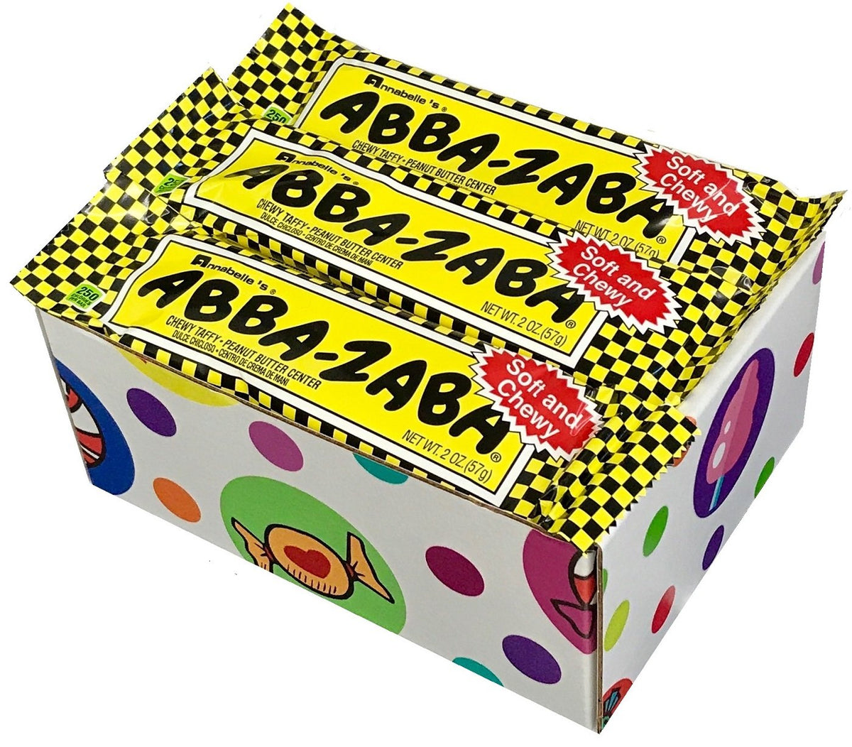 Abba Zabba candy bars pack-12 front view for snack time convenience