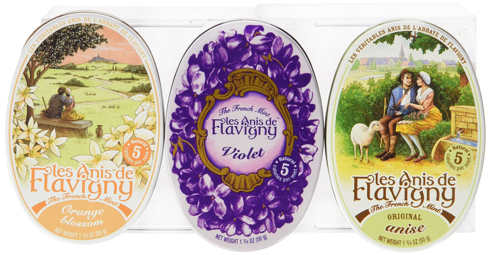 Abbaye de Flavigny Anis de Flavigny candies in orange, anise, violet flavors, ideal gift or tea-time treat