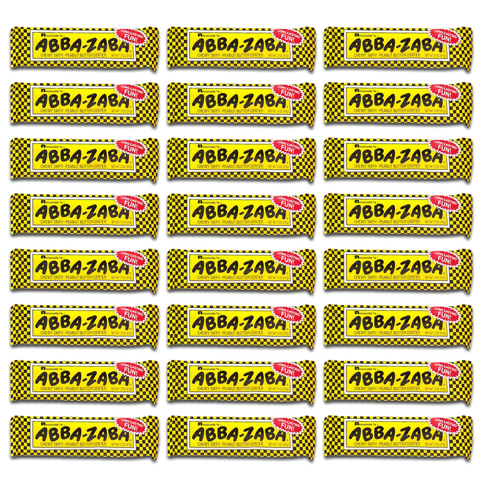 Annabelle's Abba-Zabba bar pack 24 close-up for nostalgic snacking.